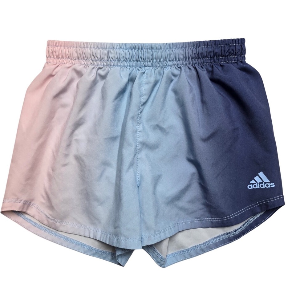 Adidas Girls Ombre Gradient Athletic Running Shorts Pink Blue Navy Size S 7/8